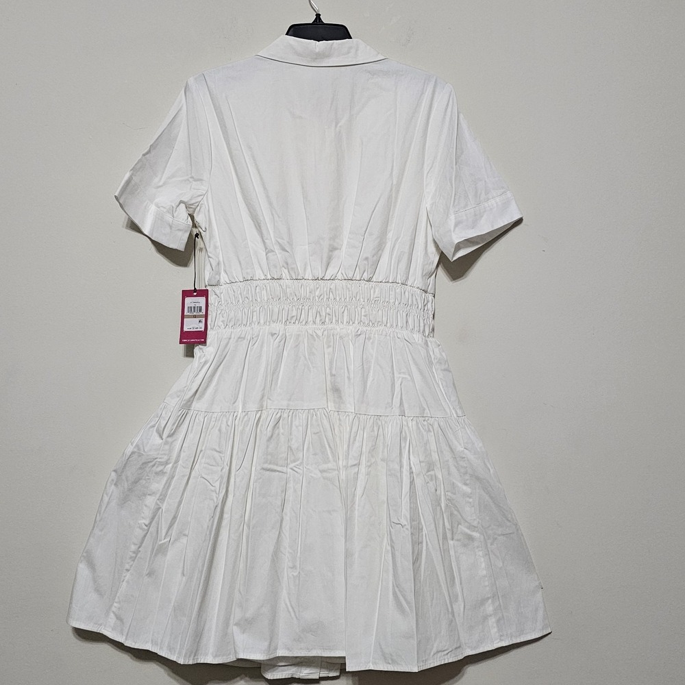 Vince Camuto Women Shirt Dress Size 12 Fit Large New White Elastic Waist Button - Picture 2 of 15